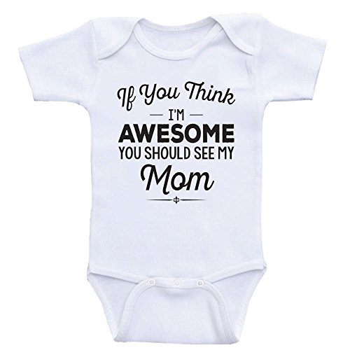 Mom Baby Clothes "Should See My Mom" Cute Baby Onesies by Heart Co Designs (12mo-Short Sleeve, Black Text)