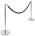 Stanchion Set - Two 39 Inch Polished Chrome Stanchion Posts with a 78 Inch Burgundy Velvet Rope w/Polished Chrome Hooks - Crowd Control Stanchions