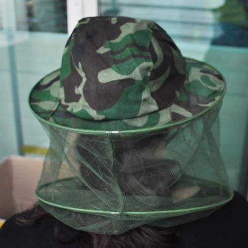 OrangeTag Outdoor Camouflage Anti-Mosquito Hat with Head Net Mesh Face Protection - Malaria Net/Bug Hat/Insect Hat Repels Bugs from Face