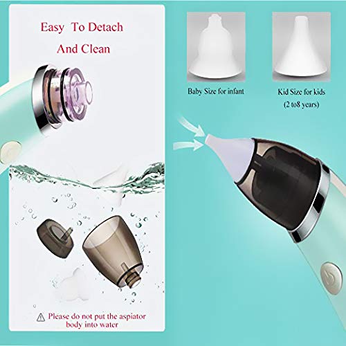 Jalada Baby Nasal Aspirator Electric Nose Cleaner with 2 Sizes of Nose Tips and 5 Levels of Suction, Safe Hygienic for Newborns and Toddlers, USB Charging, Green