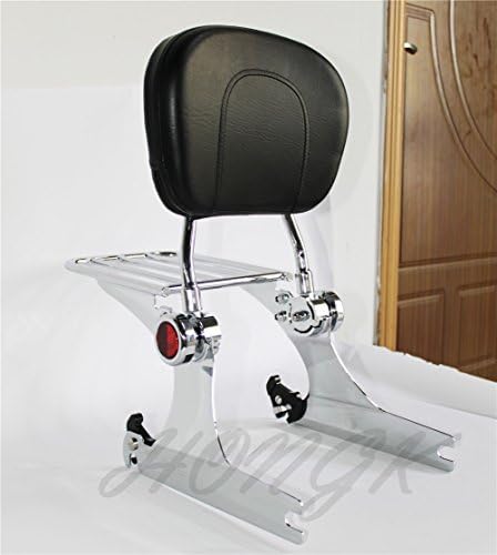 HongK- Adjustable Detachable Backrest Sissy Bar Luggage rack For Harley Dyna 02-05 Chrome