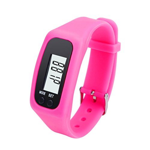 Sports Watch,FUNIC Digital LCD Pedometer Run Step Walking Distance Calorie Counter Watch (Hot Pink) - Thumbnail 2