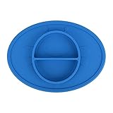 Silicone Baby Plate Safe Mini Feeding Placemat For Toddler,Kids,Infant With Strong Suction , FDA Approved, BPA Free (Dark Blue)