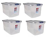 Rubbermaid 1785785 Clear Roughneck Storage Tote Box, 66-Quart, Case of 4