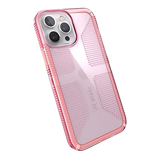 Speck iPhone 13 Pro Max Case - Drop Protection Fits iPhone 12 Pro Max & iPhone 13 Pro Max Phones - Compatible with MagSafe, Extra Grip, Dual Layer Slim Design - Pink Tint, Chiffon Pink GemShell