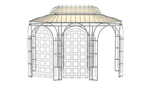 ELEO Verona wunderschöner Gartenpavillon Winterfest mit 2 x Rankgitter Rosa I Ovalpavillon Feuerverzinkt 4 x 2,85 m I…