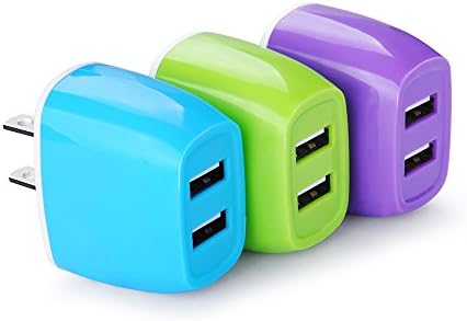 USB Wall Plug, Charger Adapter, Sicodo 3-Pack 2.1A Travel Dual Port Charger Cubes for iPhone 8, 7 Plus, 6 Plus, 6s Plus, iPads, Tablet, Samsung Galaxy S8 Plus, S7 S6, HTC, LG, Sony, Motorola, Nokia