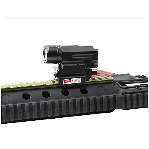 Higoo Tactical Red Laser Dot Sight Scope + Powerful 500 Lumen LED Flashlight with 20mm Picatinny Rail Mount Combo for Rifle Shotgun