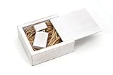Antique Maple 16GB USB Flash Drive - Stained in Wedding White - Inserted into a Matching Maple Stained Box with Raffia grass inside.
