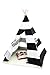 Small Boy Stripe Canvas Play Teepee Tent for Kids 100% Cotton by, Black/White