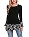 Zeagoo Women Tops Long Sleeve Polka Dot Flare Sleeve Elegant Blouses Tee Black XL