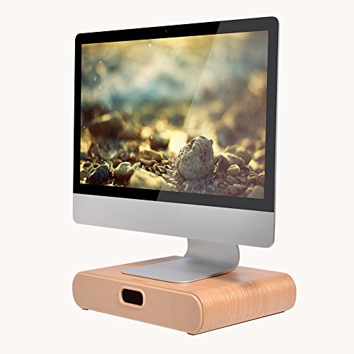 SAMDI Monitor Stand Computer Monitor Riser With Desk Organizer Storage Drawer For Imac Computer Monitor Laptop Notebook TV Printer (Oak) - Thumbnail 6