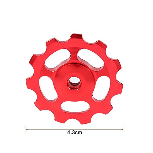 VGEBY 2pcs Bicycle Derailleur Pulley, Aluminum Alloy 11T Jockey Wheel for Mountain Speed Bike(Red)