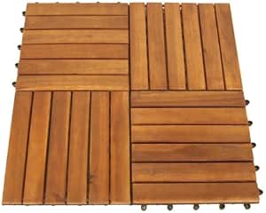 Baldosa de madera (madera de acacia, 12 unidades, 30 x 30 cm): Amazon