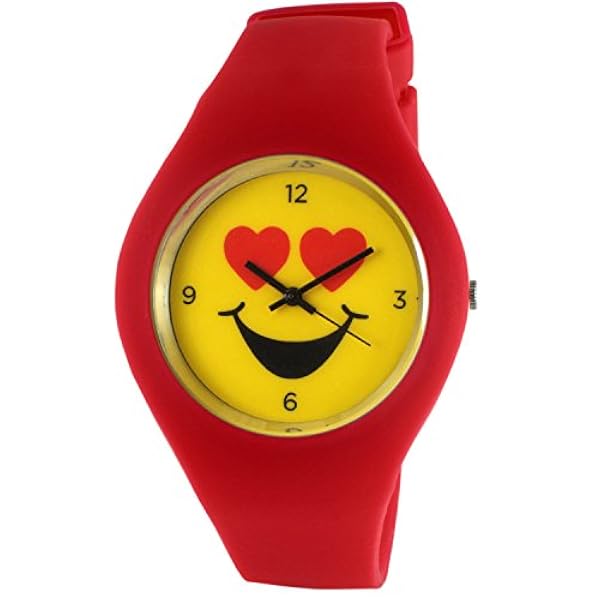 Tko 絵文字レッドゴムイエロースマイルハート目アイコン楽しいsmiley Face Watch Tk663rd