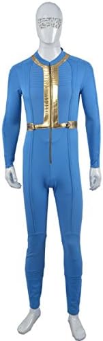 MLYX Men's Fallout 4 Blue Tight Cotton Jumpsuits Game Cosplay Costume