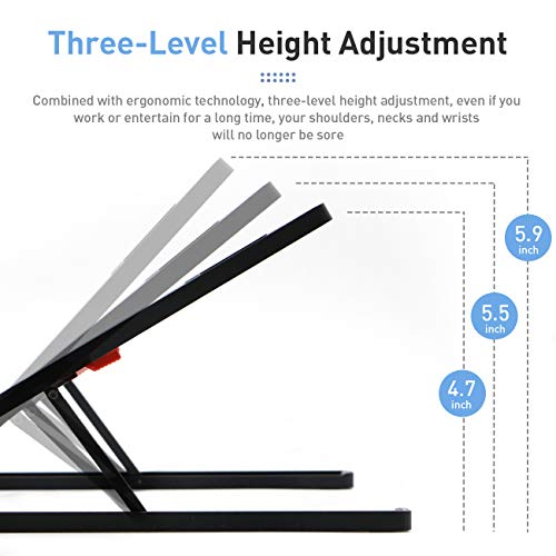 Portable Laptop Stand Adjustable Aluminium Alloy Laptop Stand Foldable Ventilated for MacBook and Notebook Black