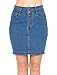 Wax Women's Juniors Denim Pencil Skirt with Exposed Button Fly and Stacked Waistband, Medium, s