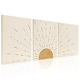 Boho Minimalist Wall Art Set of 3 - Framed Canvas