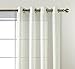 MIUCO Floral Embroidery Semi Sheer Curtains Faux Linen Grommet Curtains for Bedroom 52 x 63 Inch 2 Panels, Off White