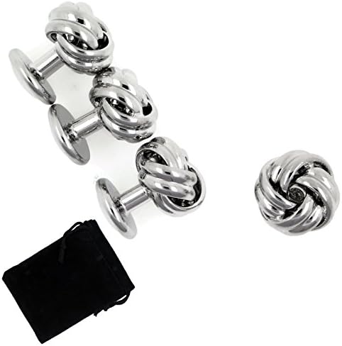 Dickie Bows Classic Silver Knot Shirt Studs Set with Pouch
