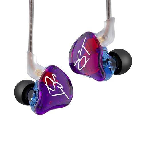 Yinyoo Easy KZ ZST Colorful Hybrid Balance Armature with Dynamic in-Ear Earphone 1BA+1DD HiFi Headset (Purple, With mic)