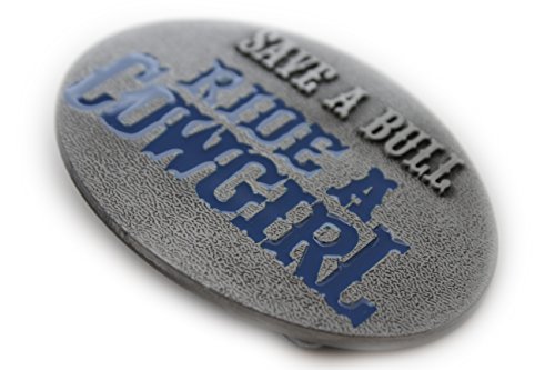 TFJ Men Western Cowboys Fashion Belt Buckle Silver Metal Save A Bull Ride A Cowgirl