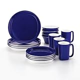 Rachael Ray Dinnerware Round and Square 16-Piece Dinnerware Set, Blue