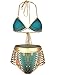 Tooklanet Women's South African Dashiki Metallic Cutout High Waist Bikini Sets Swimsuit Green L