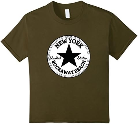 Kids New York City - ROCKAWAY BEACH - T-Shirt NYC Big Apple b/w 6 Olive
