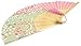 Leegoal(TM) Pink and Green Cherry Blossom Pattern Lace Bamboo Handheld Folding Fans for Girls Women
