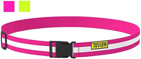 Tuvizo Reflective Belt for High Vis Army Running Cycling Walking Motorcycle Backpack Suitcase. Lightweight Safety - Runners Cyclists Walkers Motorcyclists. Best fit over sports or outdoor gear. Pink