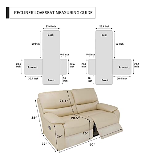 EasyGoing Loveseat Recliner Cover, Reversible Couch Cover for Double