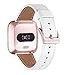 WFEAGL for Fitbit Versa Band, Top Grain Leather Band Replacement Strap for Fitbit Versa/Versa 2 /Versa Lite/Versa SE Fitness Smart Watch (White Band+Rose Gold Buckle)