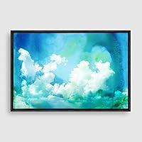 Framed Canvas Wall Art Watercolor Cloud Canvas Prints Home Artwork Decoration for Living Room,Bedroom - 16x24 inches
