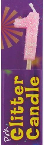 1st Birthday Pink Glitter Candle