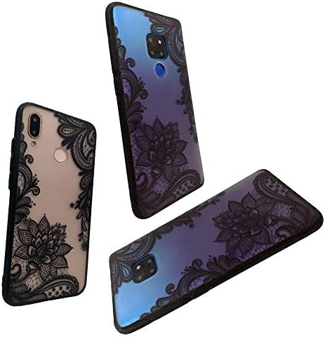 LEMONCOVER Phone Case for Huawei Mate 20 Case,Lace Flower Slim Fit Case for Girls Shockproof Soft Bumper Hard Matte Clear Design Back Cover for Huawei Mate 20,Black Mandala