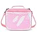 Flip Sequin Insulated Lunch Bag Durable Thermal Reusable Lunch Tote Glitter Mermaid Lunch Box for Girls(Pink)