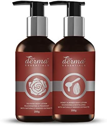 True Derma Essentials Honey Almonds, Tea Rose Body Lotions, 200 ml