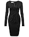 ANGVNS Women Sexy V-Neck Long Sleeve Pleated Bodycon Pencil Dress