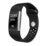 SWEES Silicone Sport Bands Compatible Fitbit Charge 2, Breathable Sport Replacement Bands Air Holes Small & Large (5.7
