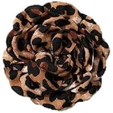 Elegant Fabric Leopard Rose Flower Large Brooch Lapel Pins Dainty Handmade Flower Brooches Pin Classic Wedding Party Dance Banquet Dress Suit Clothes Accessories Jewelry Gifts for Women 85mm