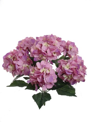 6 Artificial Silk 22" Pink Hydrangea Bush w/ 7 Mop Heads - Multiple Colors Available