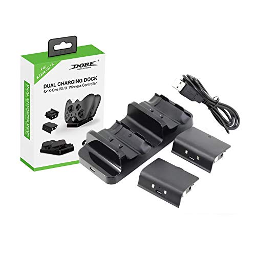 PDAPTMAG Compatible with Xbox One/One X/One S Controller Charger, Dual Slot Charging Station with 2 Rechargeable Battery Pack