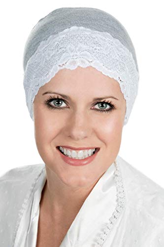 Lace Sleep Cap and Hat Liner-Caps for Women with Chemo Cancer Hair Loss Mocha with Mocha Lace
