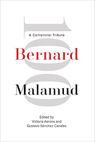 Cover of Bernard Malamud: A centennial tribute. There is a vertical 100 behind the title on a white background.