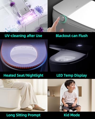 EPLO X9 Smart Toilet with Foam Dispenser, Auto Open/Close, ADA Comfort Height, Auto Flush, Blackout can Flush, Heated Seat,One Piece Elongated Bidet Toilet with Tank Built in,1000 Gram MaP Flush Score