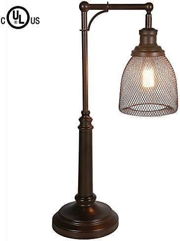 MY CANARY Vintage Wrought Iron Birdcage Art Traditional Table Lamps, Iron Wire Cage Desk Light, can Adjustable Head Light Fixtures Lighting