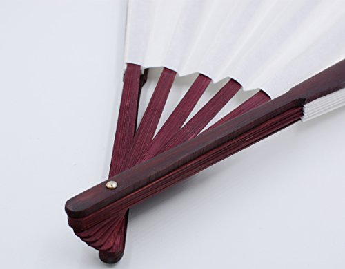 Folding Fan HONSHEN Bamboo Blank Hand Fan Chinese/Japanese with Traditional Chinese Arts (white)13inch - Thumbnail 3