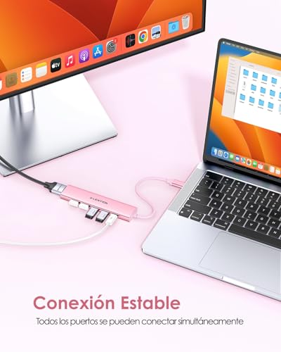 LENTION 6 in 1 USB C Hub HDMI 4K@30Hz, PD 100W, USB-A 3.0 & 2.0, USB C Adapter for MacBook Pro/Air 2026-2016, New MacBook Neo, Surface, iPhone 17 Plus Pro MAX and More (CH17, Rose Gold)